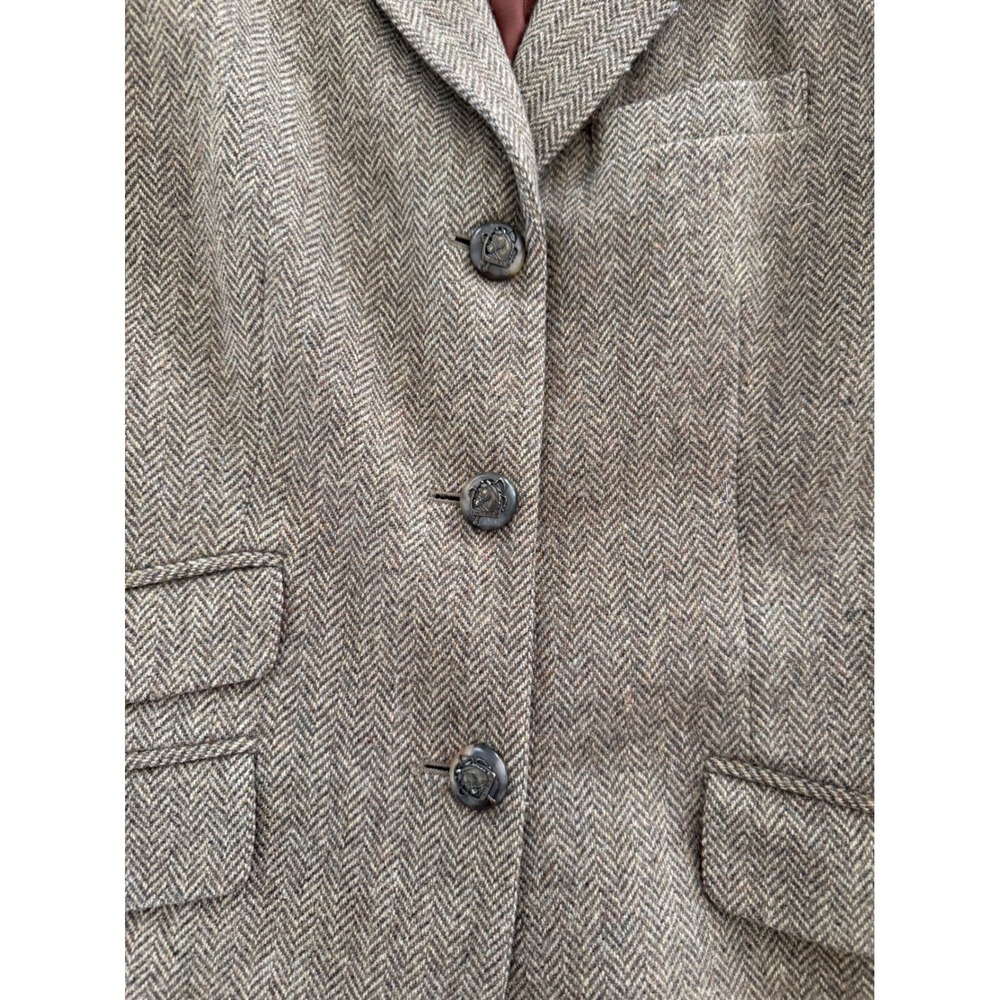 Lauren Ralph Lauren 6P Lambswool Herringbone Equestrian Blazer Heritage Brown - Picture 4 of 13